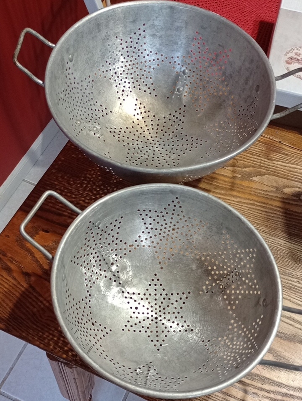 Vintage Star Pattern Metal Colanders